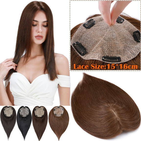 SEGO Clip in Hair Extensions Human Hair Toppers 100% Real Human Hair Topper for Thinning/Loss Hair Natural Black Hair Pieces