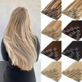 thumbnail image 1 of SEGO Clip in Human Hair Extensions Full Head 100% Real Remy Hair Extensions Silky Straight Blonde Hair, 1 of 6