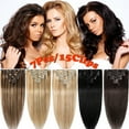 thumbnail image 1 of SEGO Clip in Human Hair Extensions Full Head 100% Real Remy Thick Hair Extensions Silky Straight(7 pcs/15 clips), 1 of 8