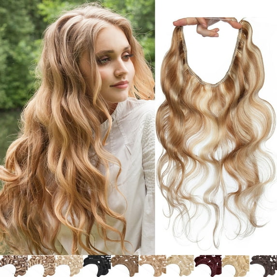 SEGO Curly Wire in Human Hair Extensions Hidden Hair Extensions with Invisible Band Translucent Fish Line Hairpiece without Clip