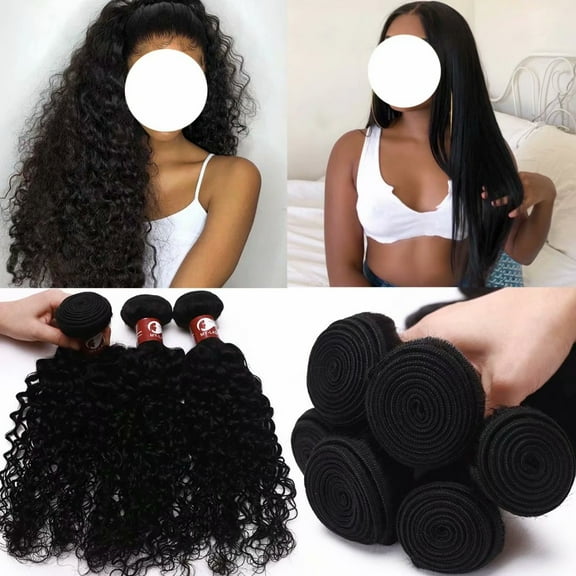 SEGO Deep Wave/Straight/Kinky Curly Brazilian Virgin Human Hair Bundles Unprocessed Human Hair Extensions Natural Black-1 Bundles
