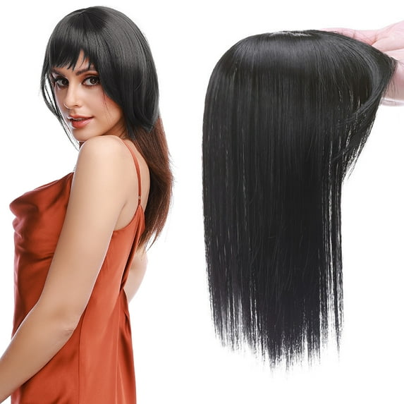 SEGO Hair Toppers for Women Real as Human Hair Toupee with Natural Bangs Synthetic Hair Extensions Hair Pieces for Thinning Hair