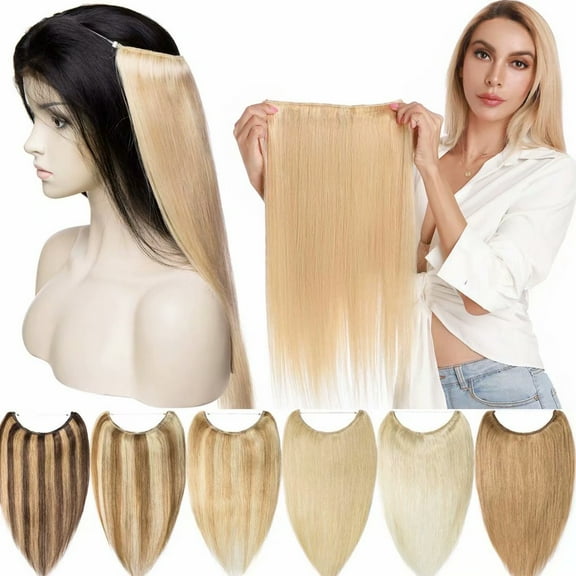 SEGO Hidden Invisible Top Human Hair Extensions One Piece Secret Miracle Wire In Human Hair With Fish Line