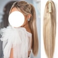 thumbnail image 1 of SEGO Jaw/Claw Clip in Hair Extensions Human Hair Clip in Ponytail Hair Extensions 100% Real Remy Hair Long Straight Thick Hair For Women, 1 of 7