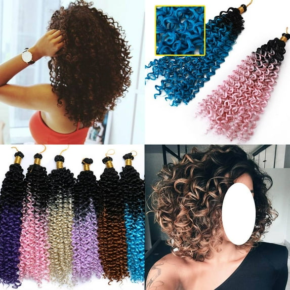 SEGO Jerry Curl Crochet Hair Bundles Marlybob Crochet Hair Kinky Curly Water Wave Crochet Hair Braids For Women Bohemian Curl Crochet Hair Extension Black to Light Auburn 3 Bundle