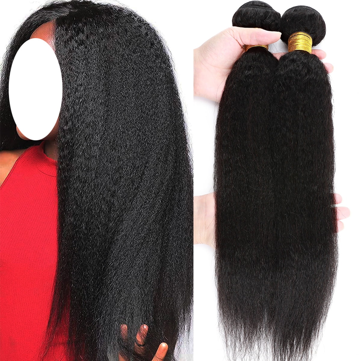 SEGO Kinky Straight Human hair bundles 3 Bundles 100  display picture 2