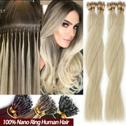 SEGO Nano Ring Beads Tip Hair Extensions 100% Human Hair Nano Ring Remy Hair Extensions Real Human Hair Cold Fusion Nano Hair Extensions Any Color Nano Loop Extensions 50G-150G Thick Full Head