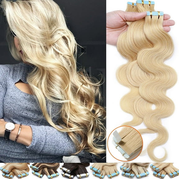 SEGO Ombre Tape In Human Hair Extensions Deep Wave 100% Remy Human Hair Soft Straight Hair Skin Weft Seamless