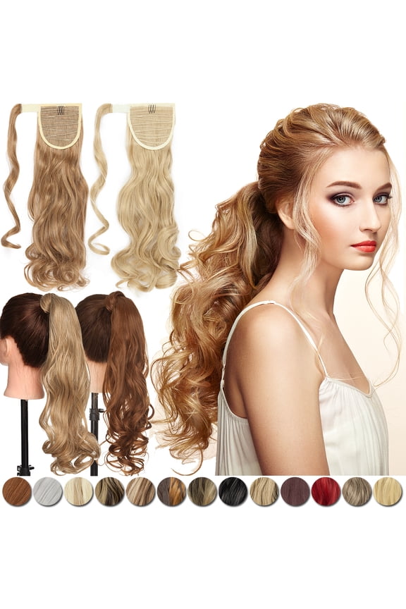 One Piece Ponytail Hair Extensions Clip in Wrap Around on Pony Tail Thick Real Natural Synthetic Fibre Ponytail Hairstyle Hairpiece for Women