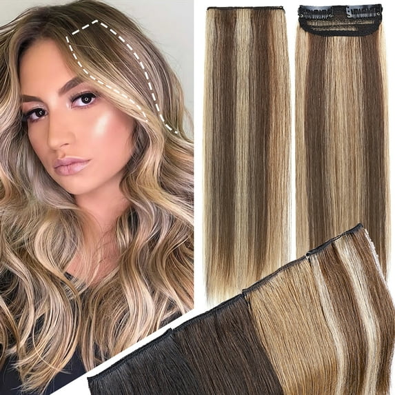 SEGO Real Remy Human Hair Mini Hair Pad Clip in 100% Human Hair Extensions Short Straight Thick One Piece Hair Pieces for Thinning Hair Topper/Side/Back Use