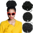 thumbnail image 1 of SEGO Short Afro Curly Puff Ponytail Synthetic Hair Extensions Fluffy Synthetic Drawstring Hair Bun Messy Updo Hairpiece for Women, 1 of 7