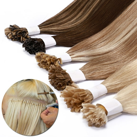 SEGO U Tip Hair Extensions Pre Bonded Fusion Hairpieces 100% Remy Human Hair U-tip Nail Tipped Keratin Glue Stick Microlink Blonde Hair Extension for Women 50 Strands