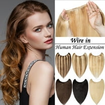 SEGO Wire in Human Hair Extensions Hidden Hair Extensions with Invisible Band Translucent Fish Line Hairpiece without Clip