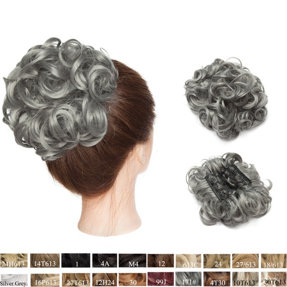 SEGO Woman Two Plastic Comb Synthetic Hair Clip In Big Hair Messy Dish Bun Chignon