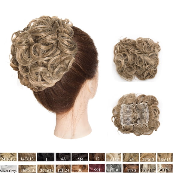 SEGO Woman Two Plastic Comb Synthetic Hair Clip In Big Hair Messy Dish Bun Chignon