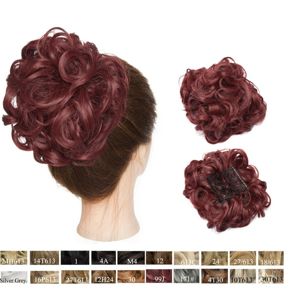 SEGO Woman Two Plastic Comb Synthetic Hair Clip In Big Hair Messy Dish Bun Chignon