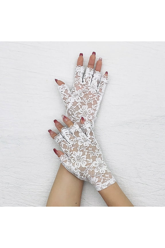 Under $5 Women's Long Sheer Gloves Tulle Mesh Gloves 1920s Wedding Opera Tea Party Dance Glove White