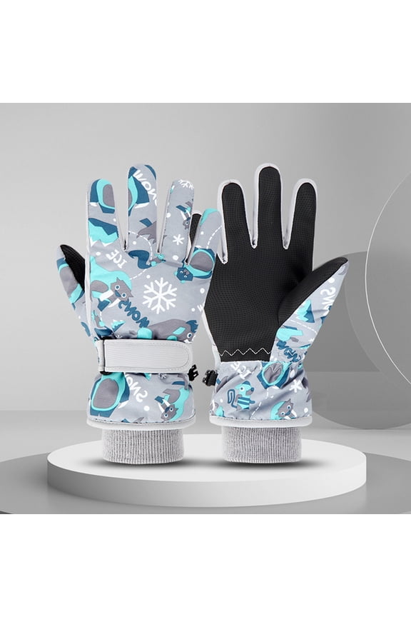SEHIOZNI Waterproof Warmest Winter Kids Gloves for Boys and Girls, Ski Gloves for Ourdoor Sports Snowboard, Gray