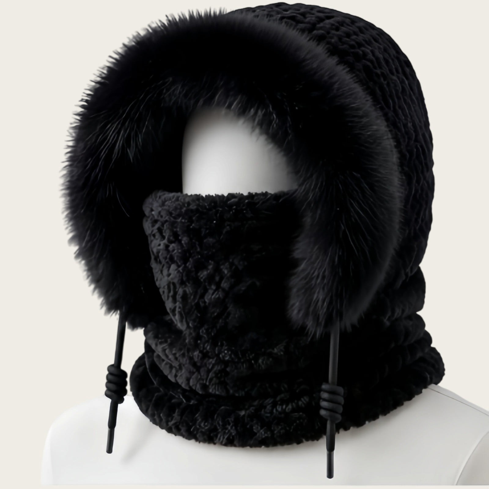 Woman Cold Mask SEHIOZNI Women's Beanie Hat with Scarf Mask Winter Integrated Hat with ...