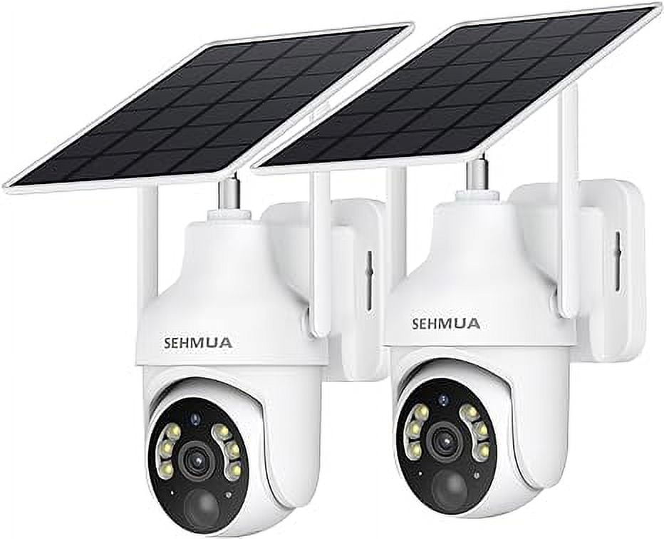 SEHMUA 2K Solar Security Cameras Wireless 2 Pack 360° View RBX-S73 - White