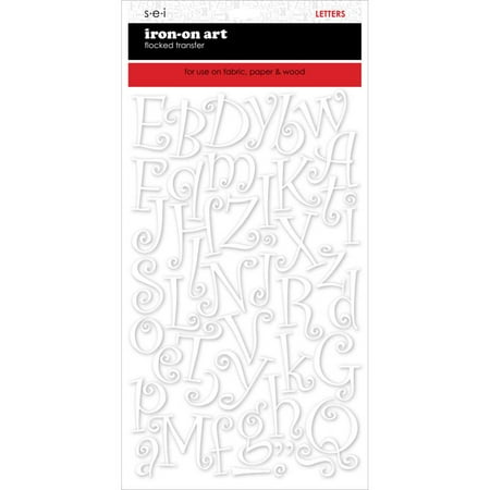 SEI 1-1/2-Inch Curly Letter Iron on Transfers, White, 2 Sheet