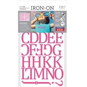 SEI 1.5 inch Camdon Iron-on Heat Transfer Poly Letters, Pink