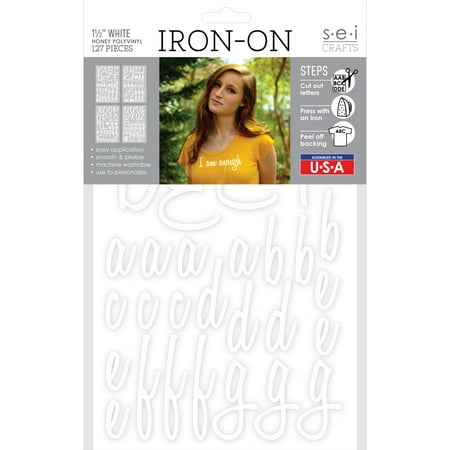 SEI 1.5 inch Honey Iron-on Heat Transfer Poly Letters, White