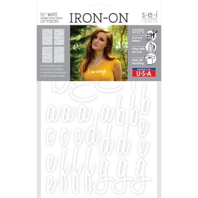 SEI 1.5 inch Honey Iron-on Heat Transfer Poly Letters, White
