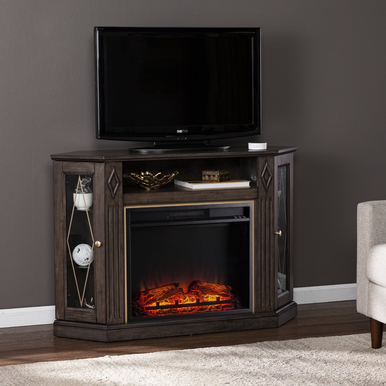 SEI Austindale Base Electric Fireplace w/ Media Storage