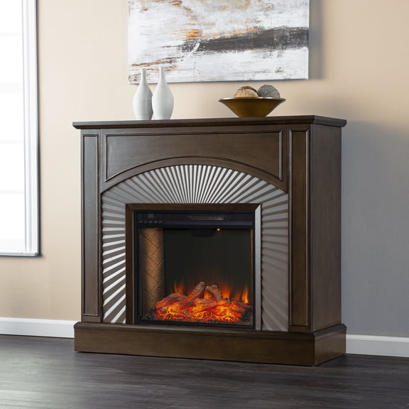 SEI Billingsdon Freestanding Criss Cross Fireplace, Brown