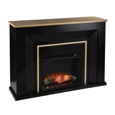 Southern Enterprises - Cardington Electric Fireplace - Black and natural finish