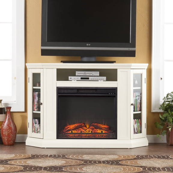 SEI Claremont Convertible Media Electric Fireplace, Ivory