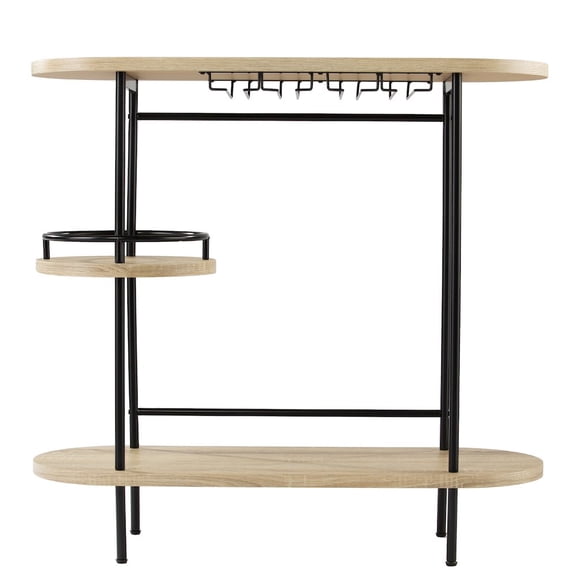 SEI Dagney Wine/Bar Table with Glassware Storage  Natural and Black Finish