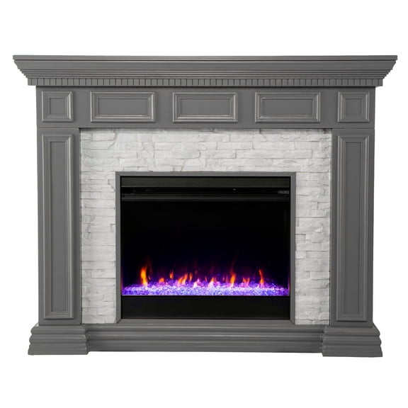 SEI Dakesbury Color Changing Fireplace w/ Faux Stone