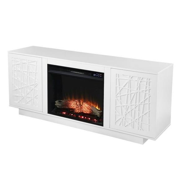 SEI Furniture Delgrave Wood Electric Media Fireplace in White
