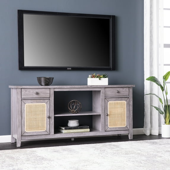 SEI Edderton Entertainment Center fits up to 56" with Storage, Gray/Natural