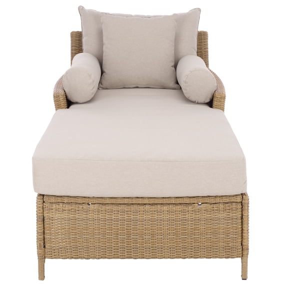 SEI Felicity Wicker Outdoor Sunlounger, Taupe/Natural