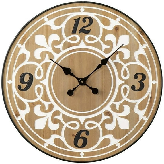 SEI Furniture Aprille Round Wall Clock in Natural/White/Black