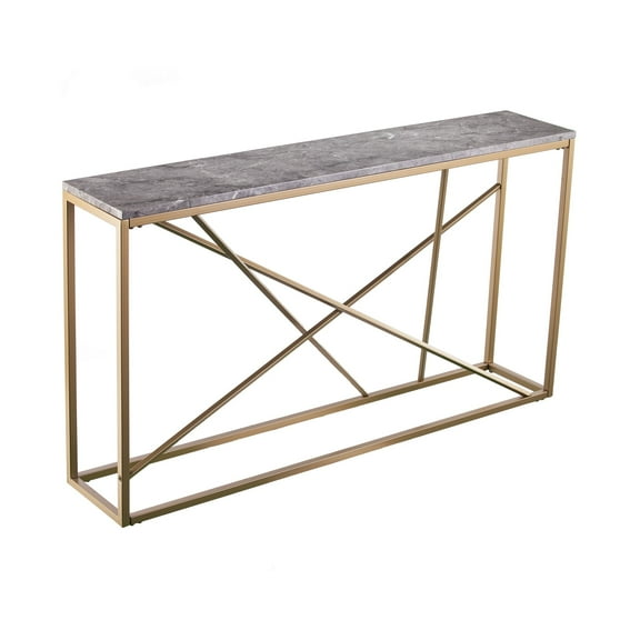 SEI Furniture Arendal 52" Faux Marble Top Console Table in Gold and Gray