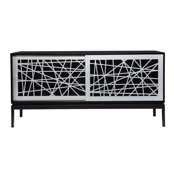 Southern Enterprises 57" Black and Silver Contemporary Media Cabinet
