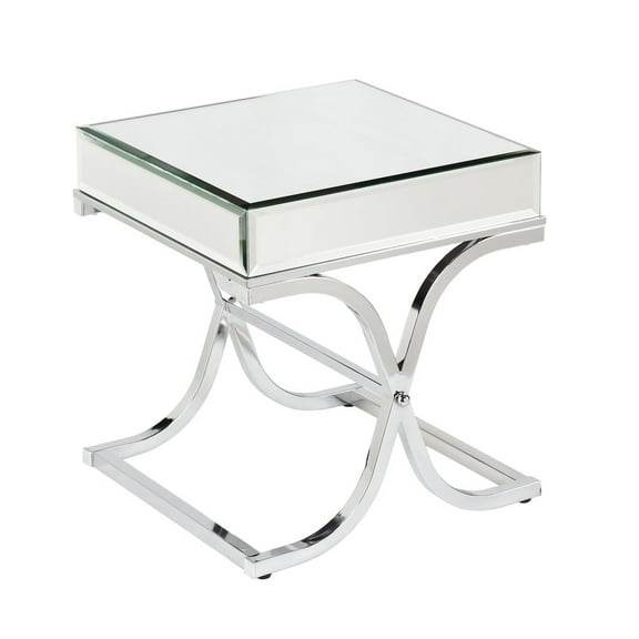 SEI Furniture Ava Mirrored End Table in Chrome