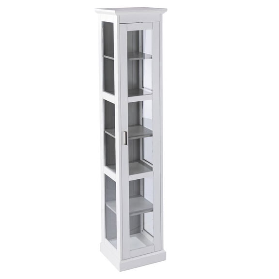 SEI Furniture Balterley Wood Tall Curio Cabinet with Glass Door in White