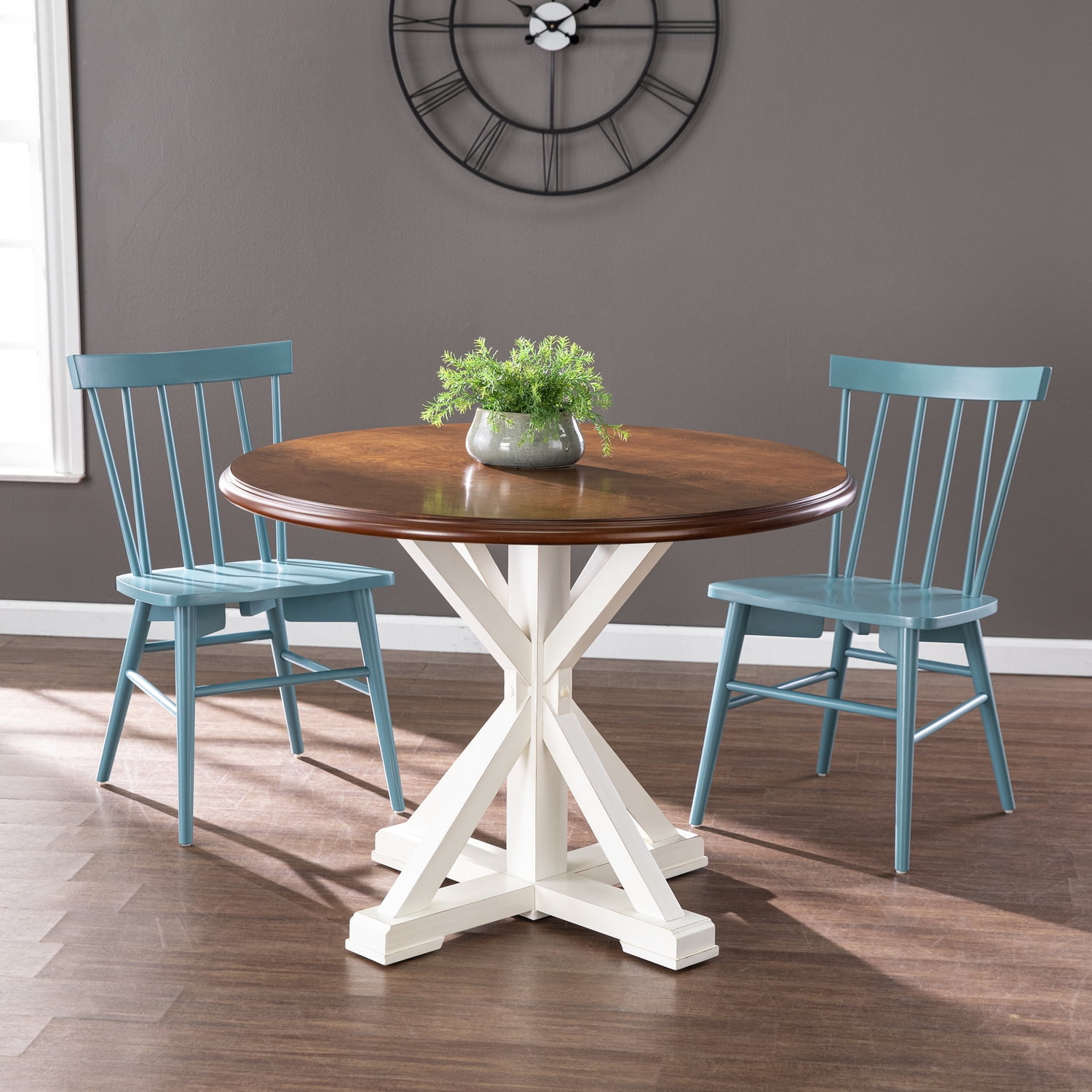 Barrisdale Two-Toned Farmhouse Round Dining Table for Four