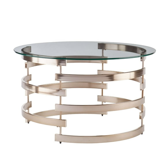 SEI Furniture Belmar Round Coffee Table in Champagne