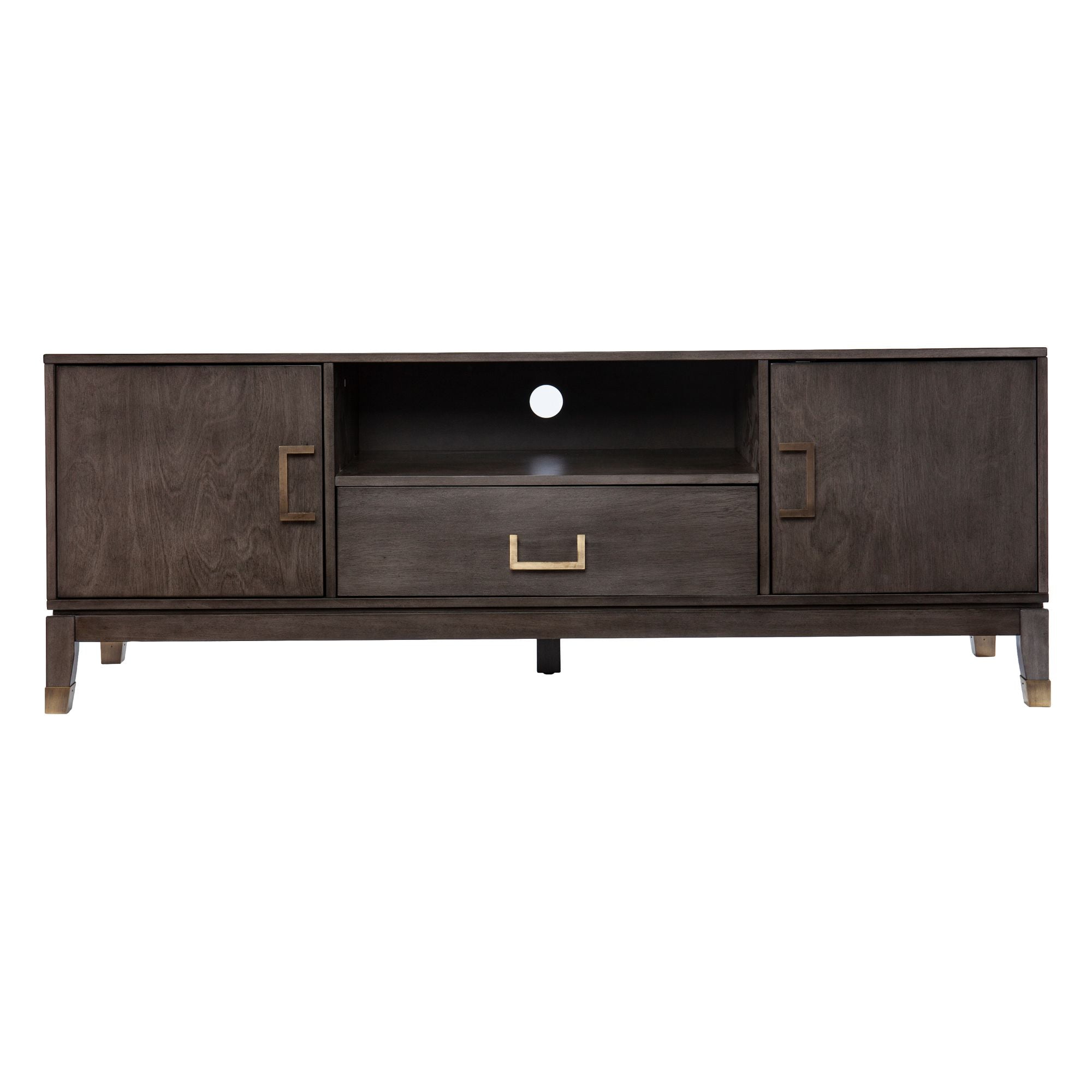 Gray Washed Wood and Iron Media Console with Storage