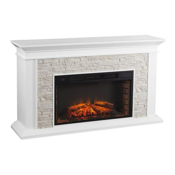 SEI Furniture Canyon Heights Faux Stone Electric Fireplace