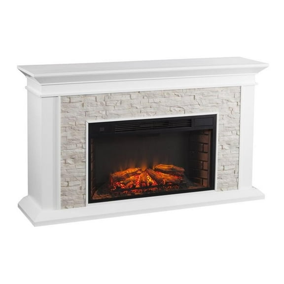 SEI Furniture Canyon Heights Faux Stone Electric Fireplace