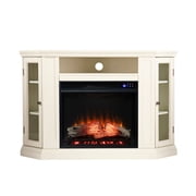 Claremont Electric Corner Touch Screen Fireplace with Storage - Ivory