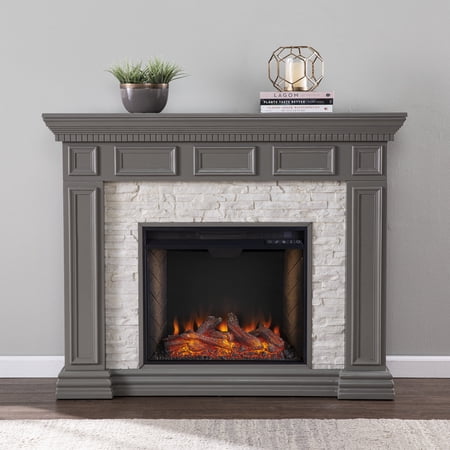 SEI Furniture Dakesbury Smart Fireplace with Faux Stone 50 x 40.25 Freestanding Indoor Smart Electric Fireplaces