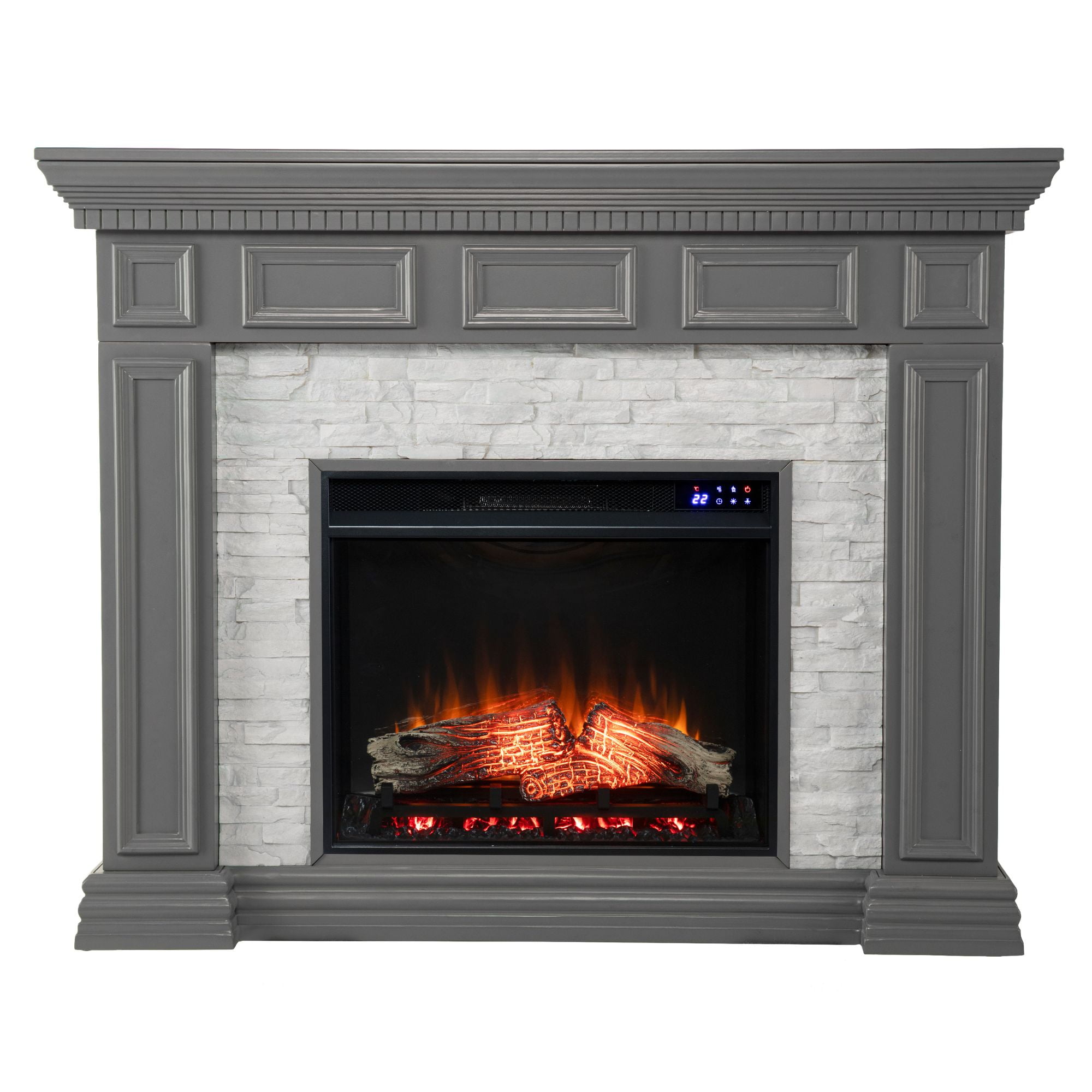 Southern Enterprises 50" Gray and White Contemporary Electric Fireplace